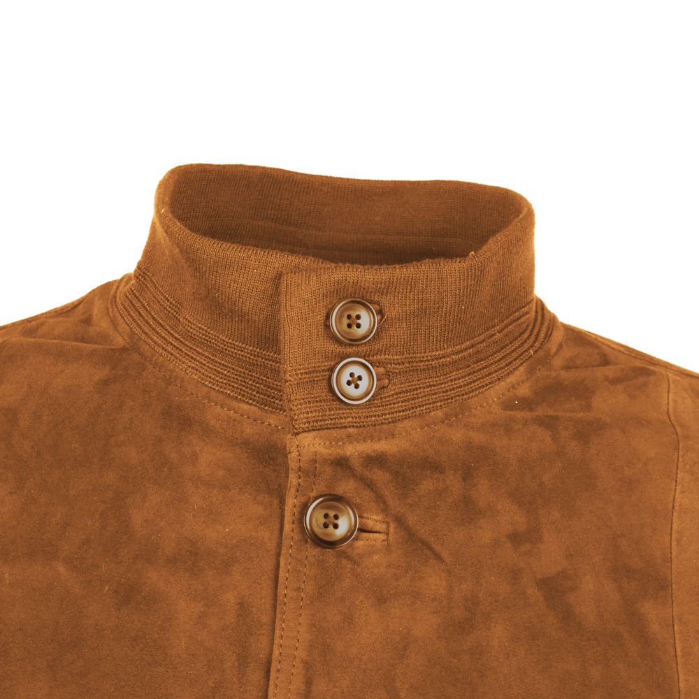 Emilio Romanelli Brown Calfskin Men Bomber Jacket